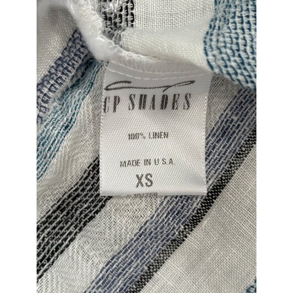 CP Shades Striped Linen Long Sleeve Tunic Top White Blue Womens Size XS - Picture 5 of 8